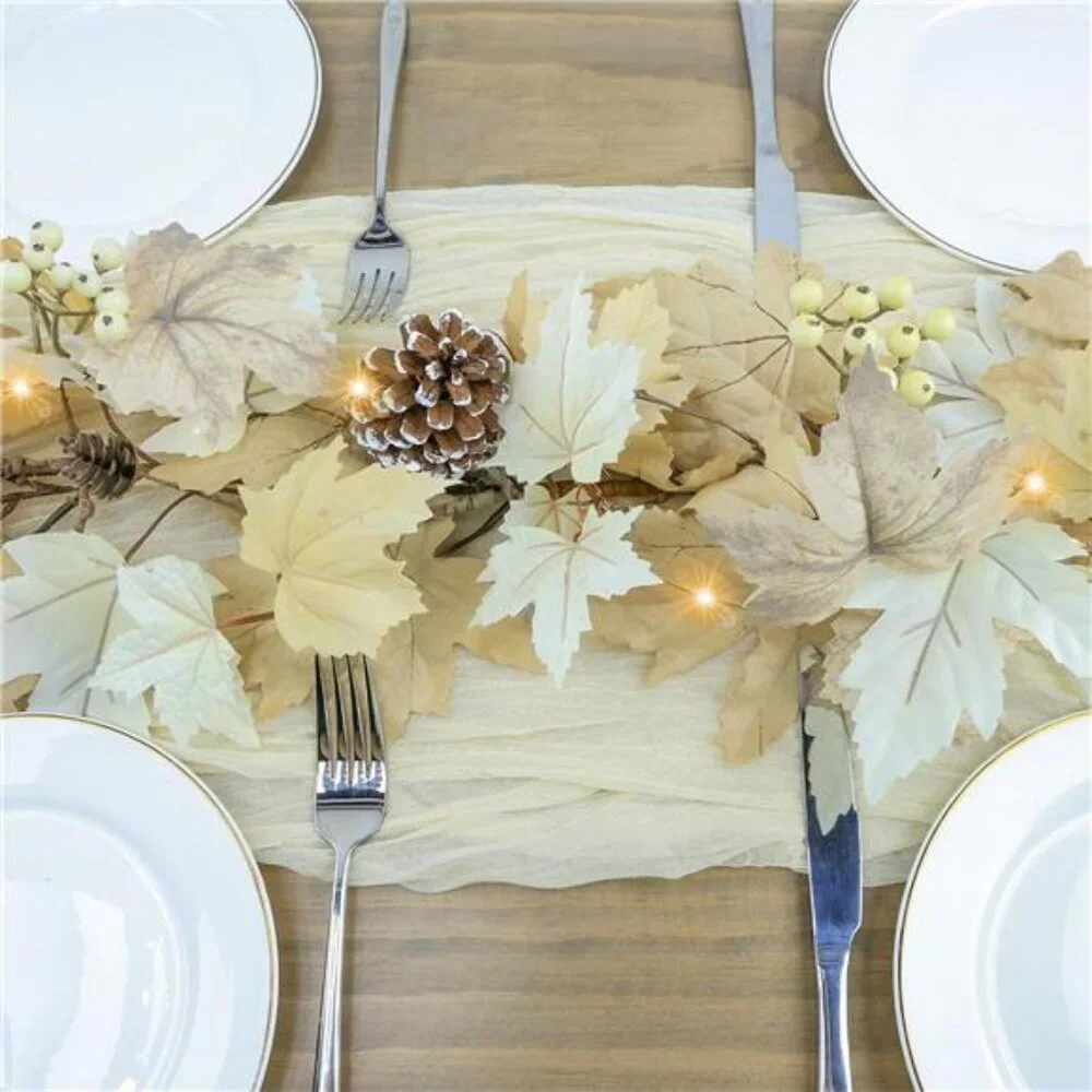 6 FT Realistic Fall Garland with Lights Timer Function Fall Leaves Maple